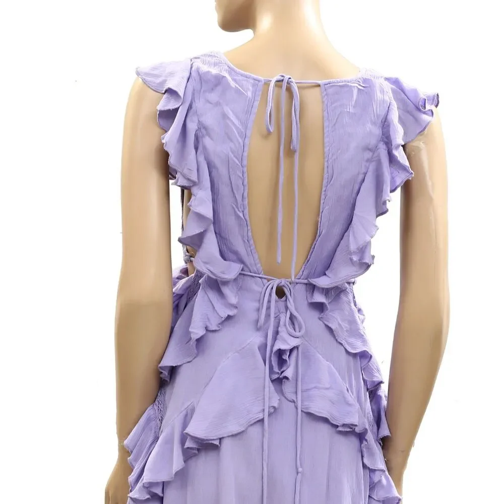 Free People Free-est More Is More Mini Dress Ruffle Cutout Lace Beach S 288377